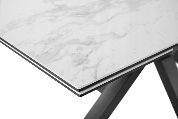 Zara 160-240cm Extending Dining Table in White Ceramic Marble Giatalia