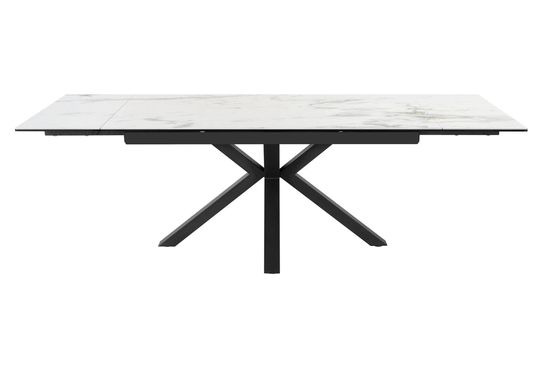 Zara 160-240cm Extending Dining Table in White Ceramic Marble Giatalia