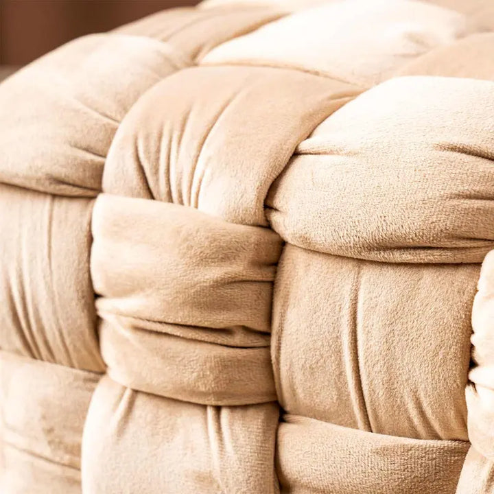 Dark Cream Velvet Woven Ottoman Lina Home