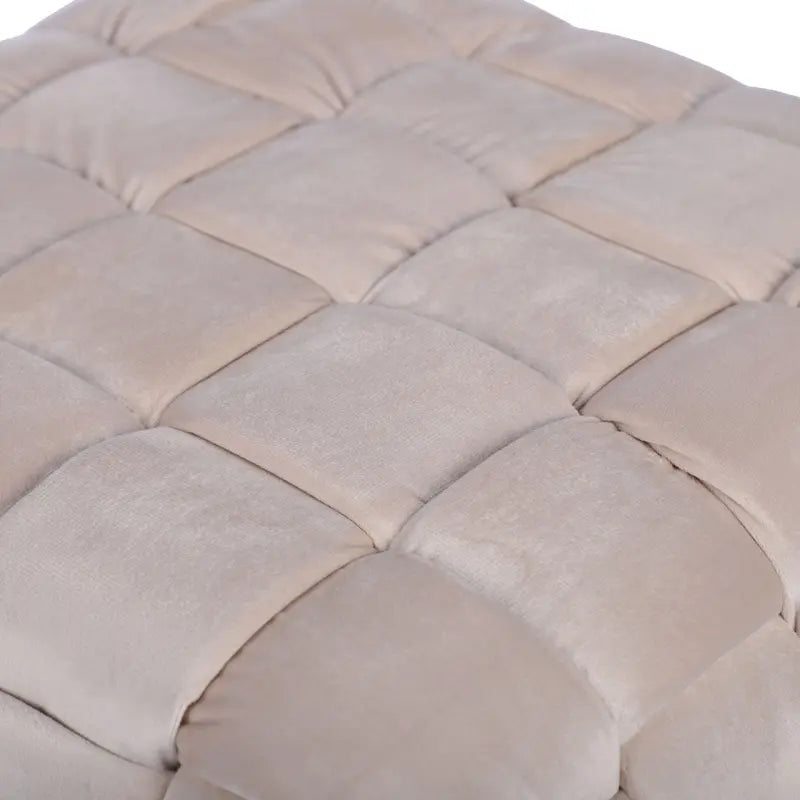 Dark Cream Velvet Woven Ottoman Lina Home