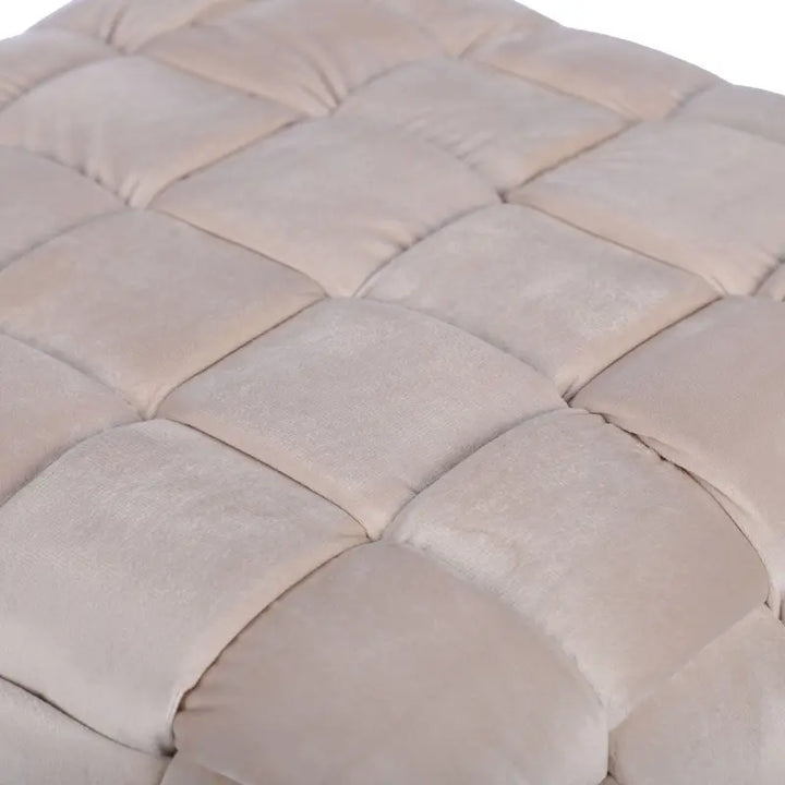 Dark Cream Velvet Woven Ottoman Lina Home