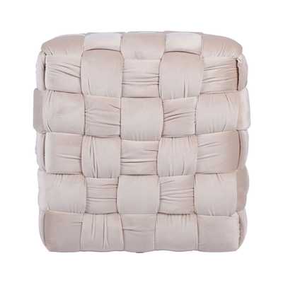 Dark Cream Velvet Woven Ottoman Lina Home