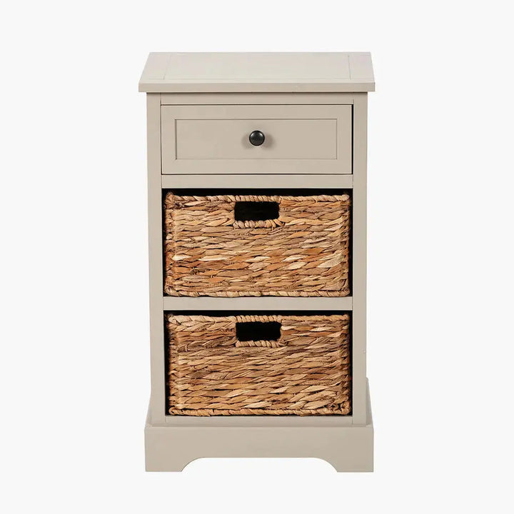 Devonshire Putty Pine Wood 1 Drawer 2 Basket Unit   Nicholas John Interiors