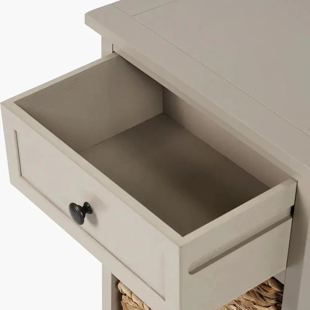 Devonshire Putty Pine Wood 1 Drawer 2 Basket Unit   Nicholas John Interiors