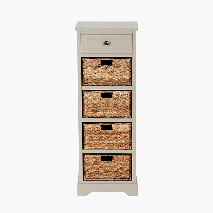 Devonshire Putty Pine Wood 1 Drawer 4 Basket Tall Unit   Nicholas John Interiors