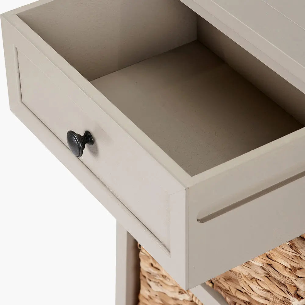Devonshire Putty Pine Wood 1 Drawer 4 Basket Tall Unit   Nicholas John Interiors
