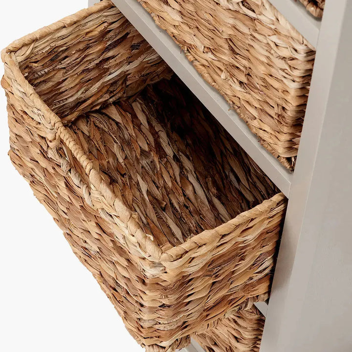 Devonshire Putty Pine Wood 1 Drawer 4 Basket Tall Unit   Nicholas John Interiors