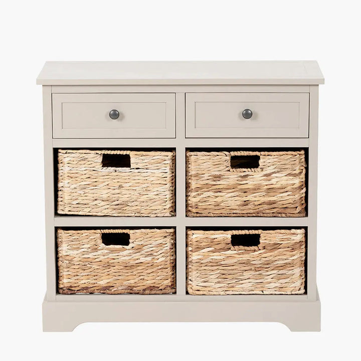 Devonshire Putty Pine Wood 2 Drawer 4 Basket Unit   Nicholas John Interiors