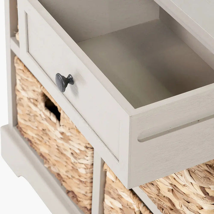 Devonshire Putty Pine Wood 2 Drawer 4 Basket Unit   Nicholas John Interiors