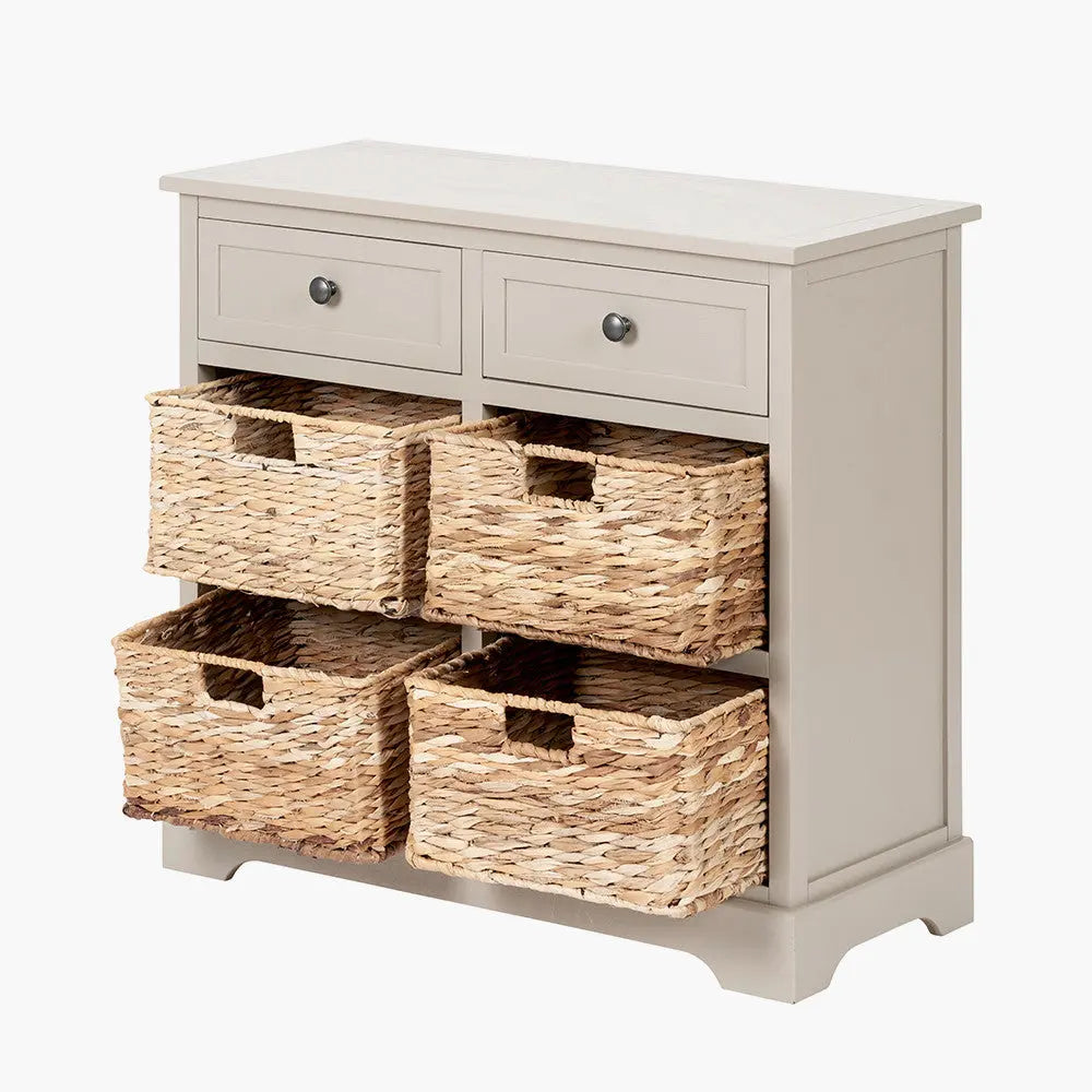 Devonshire Putty Pine Wood 2 Drawer 4 Basket Unit   Nicholas John Interiors