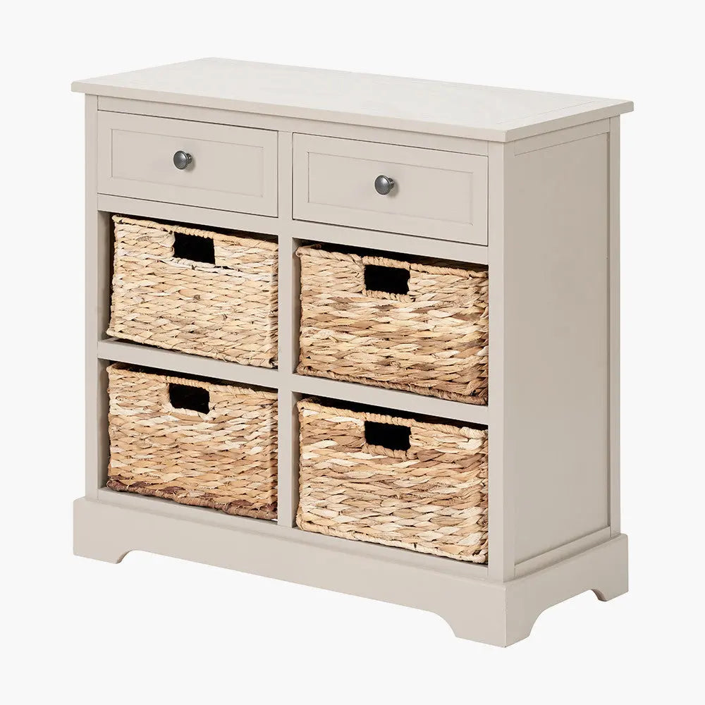 Devonshire Putty Pine Wood 2 Drawer 4 Basket Unit   Nicholas John Interiors