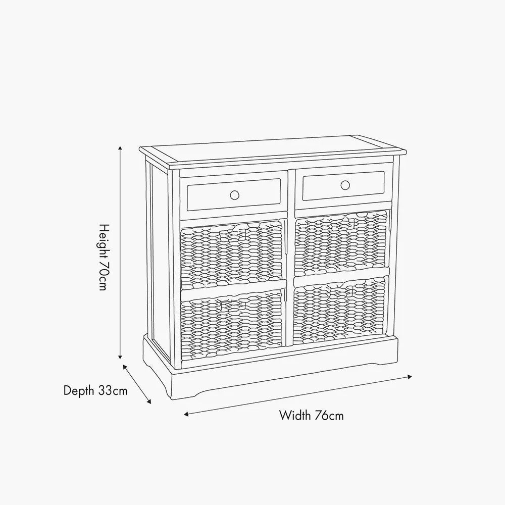 Devonshire Putty Pine Wood 2 Drawer 4 Basket Unit   Nicholas John Interiors