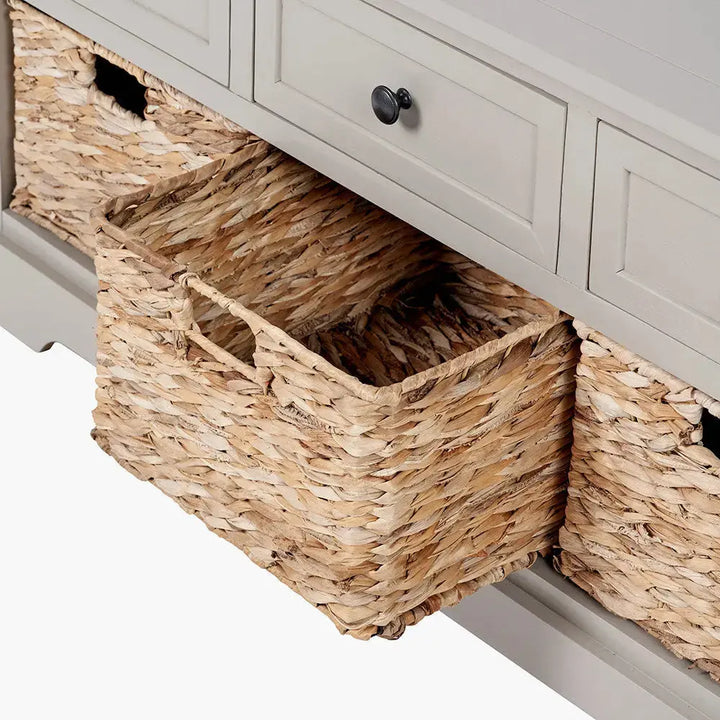 Devonshire Putty Pine Wood 3 Drawer 3 Basket Unit   Nicholas John Interiors