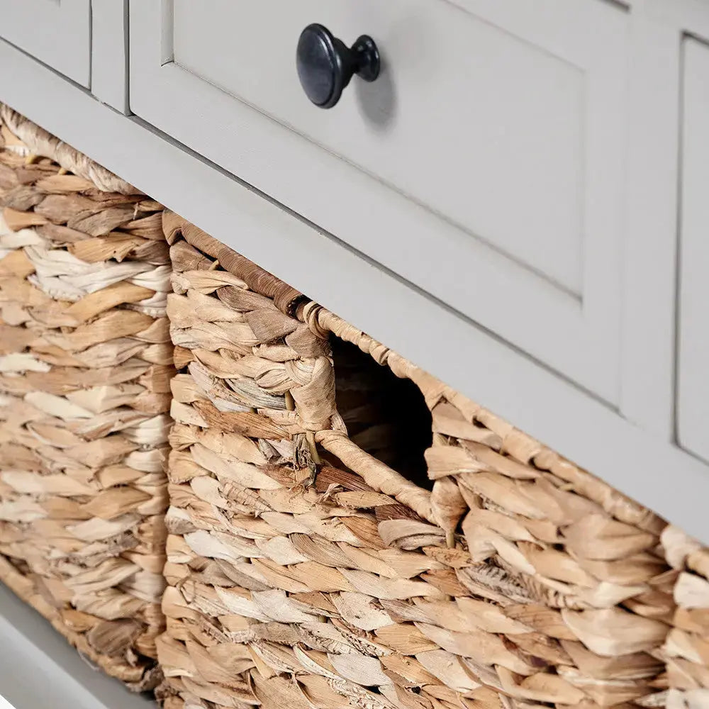 Devonshire Putty Pine Wood 3 Drawer 3 Basket Unit   Nicholas John Interiors