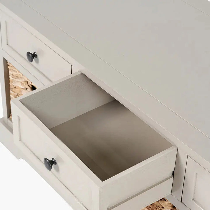 Devonshire Putty Pine Wood 3 Drawer 3 Basket Unit   Nicholas John Interiors