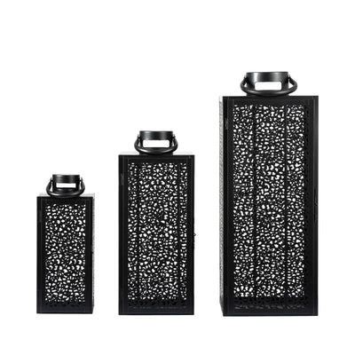 Esme Set of 3 Black Steel Lanterns Lina Home