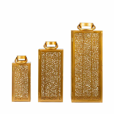Esme Set Of 3 Gold Steel Lanterns Lina Home