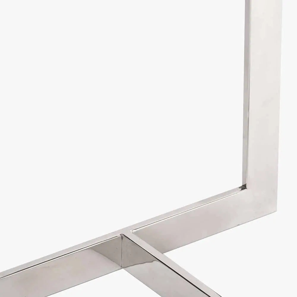 Evelyn Natural Antique Finish Mango Wood and Silver Metal Console Table   Nicholas John Interiors