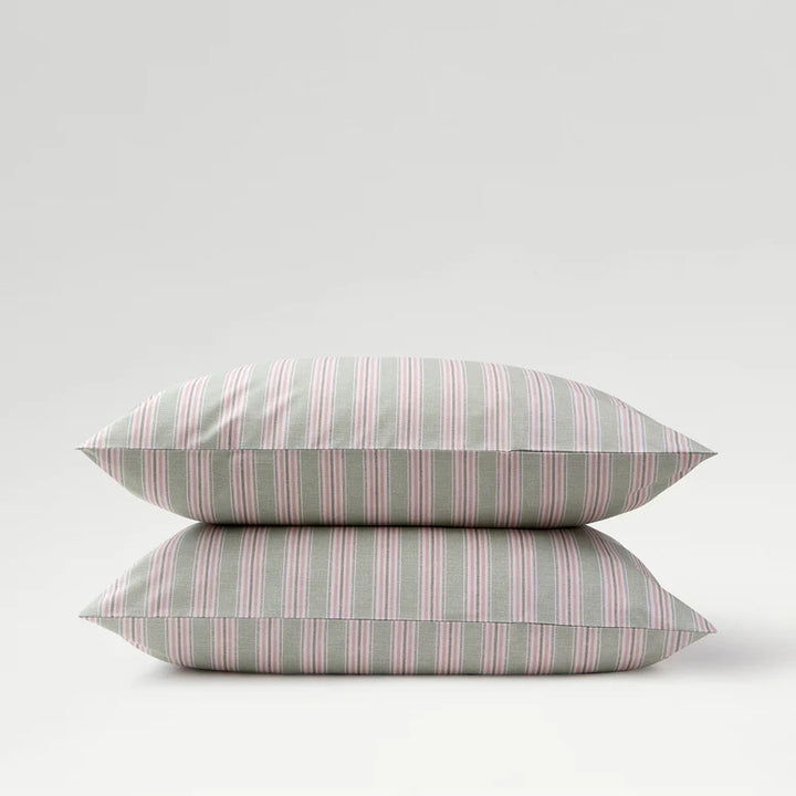Christy Calder Stripe Standard Pillowcase Pair in Pink