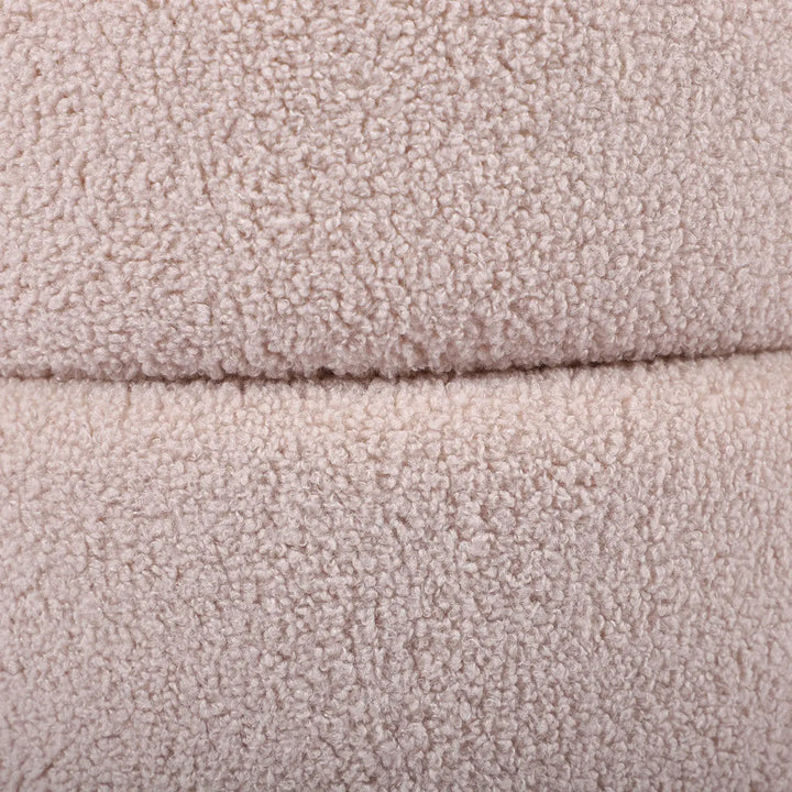 Beige Boucle Round Storage Stool with Gold Legs Lina Home