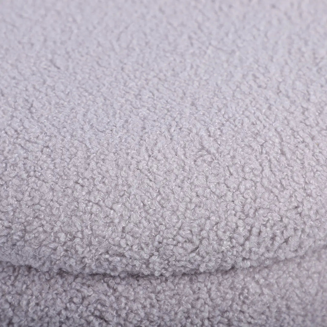 Grey Boucle Round Storage Stool with Chrome Legs Lina Home