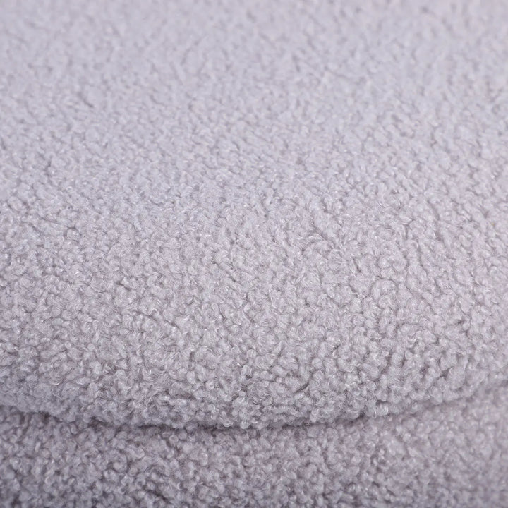 Grey Boucle Round Storage Stool with Chrome Legs Lina Home