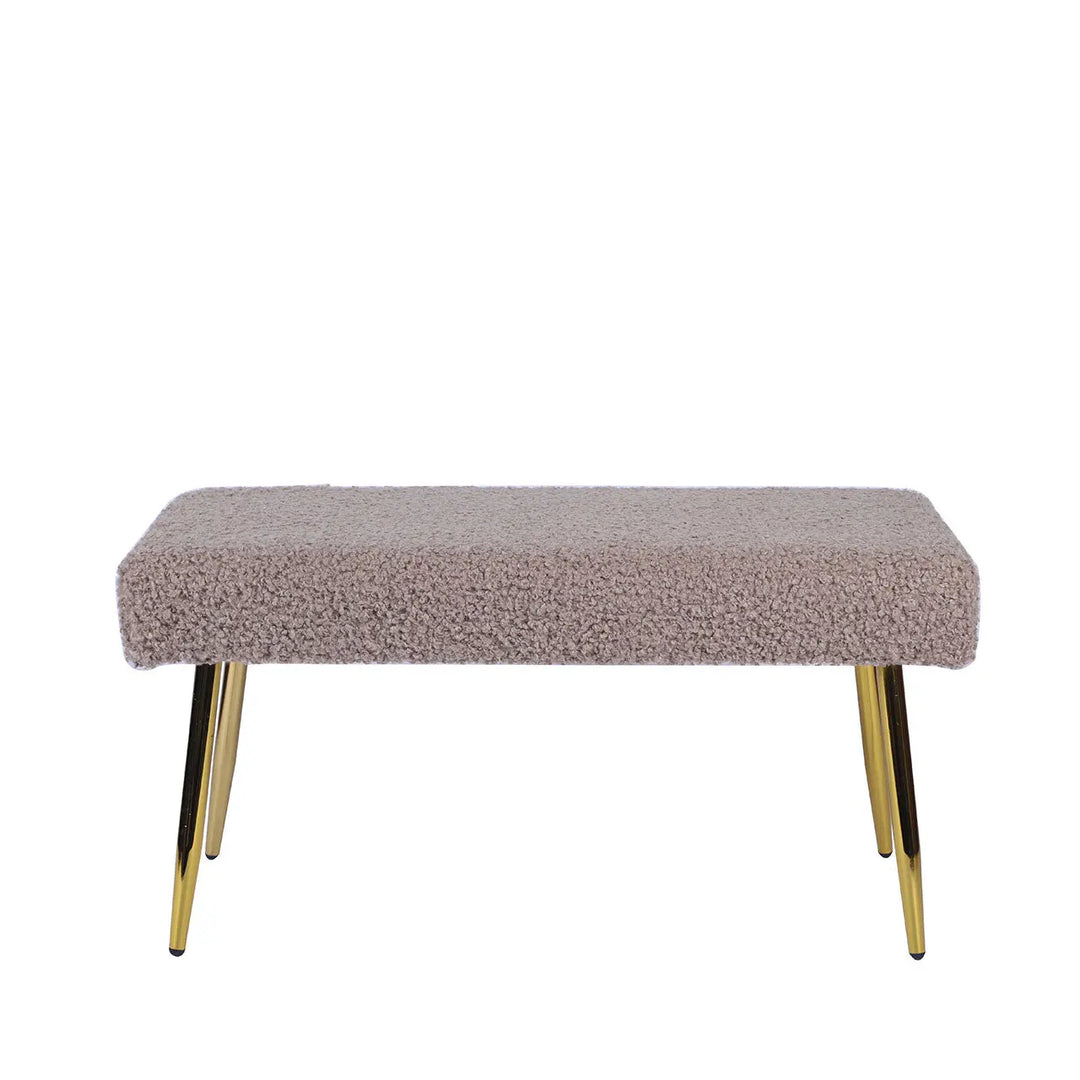 Beige Boucle Bench with Gold Legs Lina Home