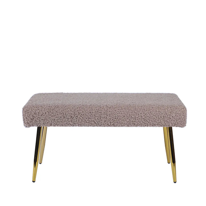 Beige Boucle Bench with Gold Legs Lina Home