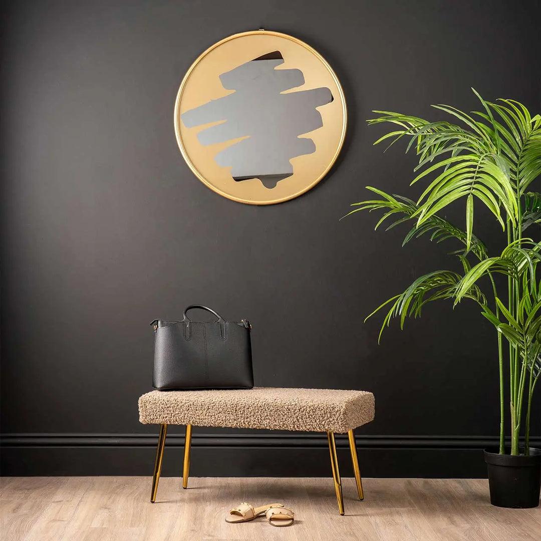 Beige Boucle Bench with Gold Legs Lina Home