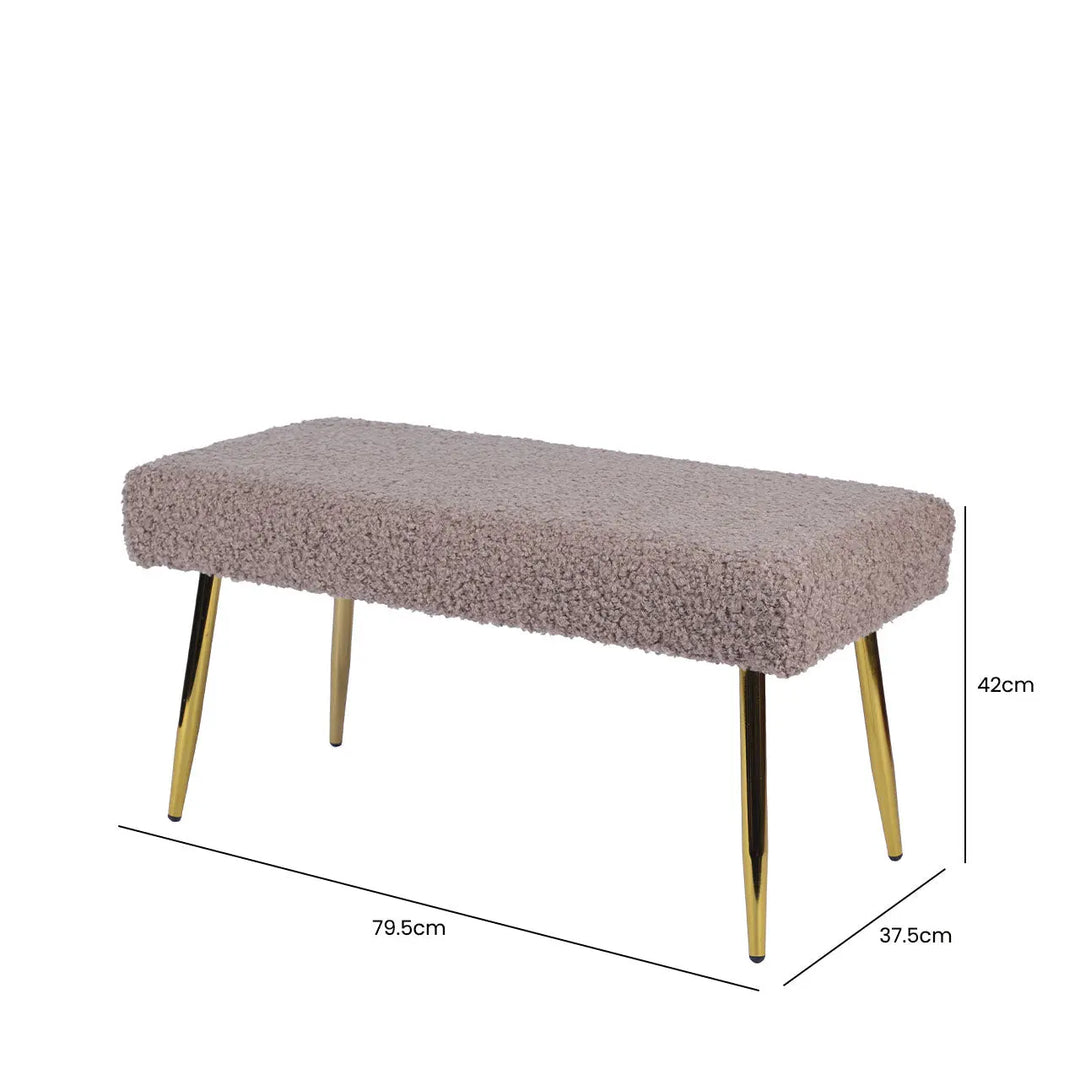 Beige Boucle Bench with Gold Legs Lina Home