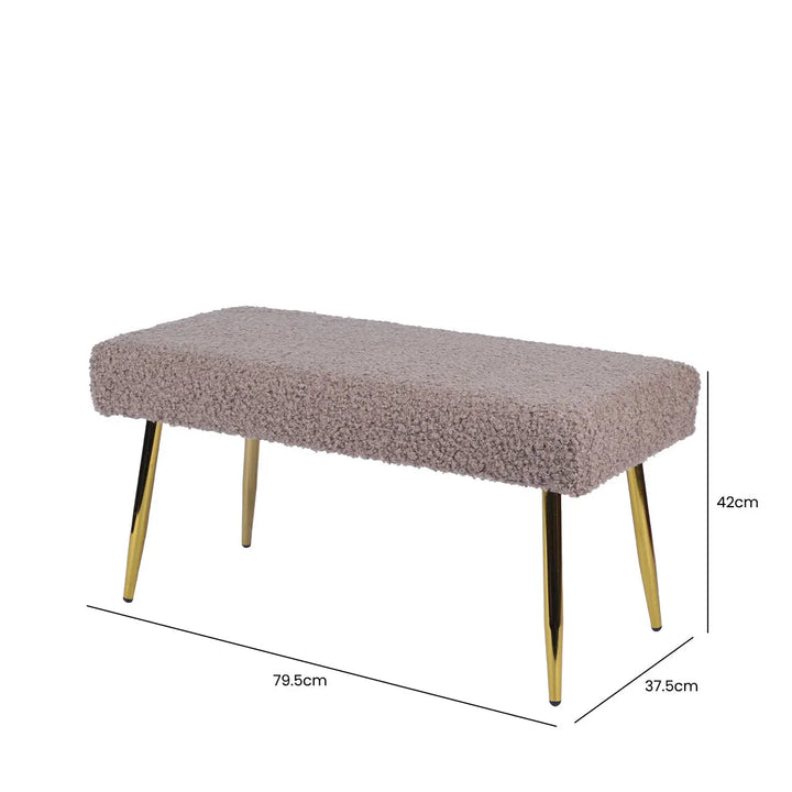 Beige Boucle Bench with Gold Legs Lina Home