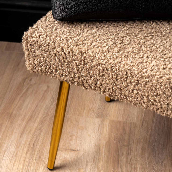 Beige Boucle Bench with Gold Legs Lina Home