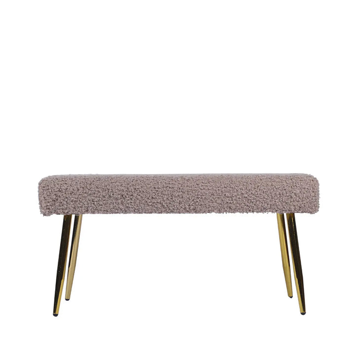 Beige Boucle Bench with Gold Legs Lina Home