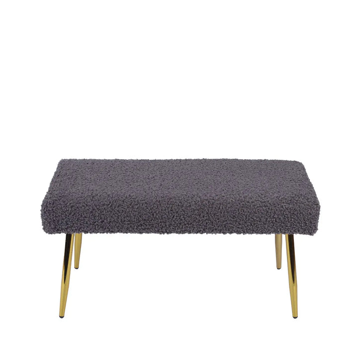 Charcoal Grey Boucle Bench with Gold Legs Lina Home