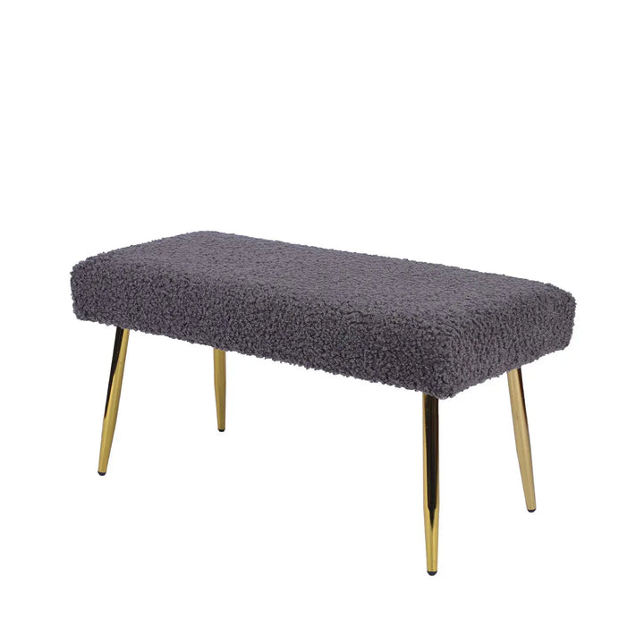 Charcoal Grey Boucle Bench with Gold Legs Lina Home