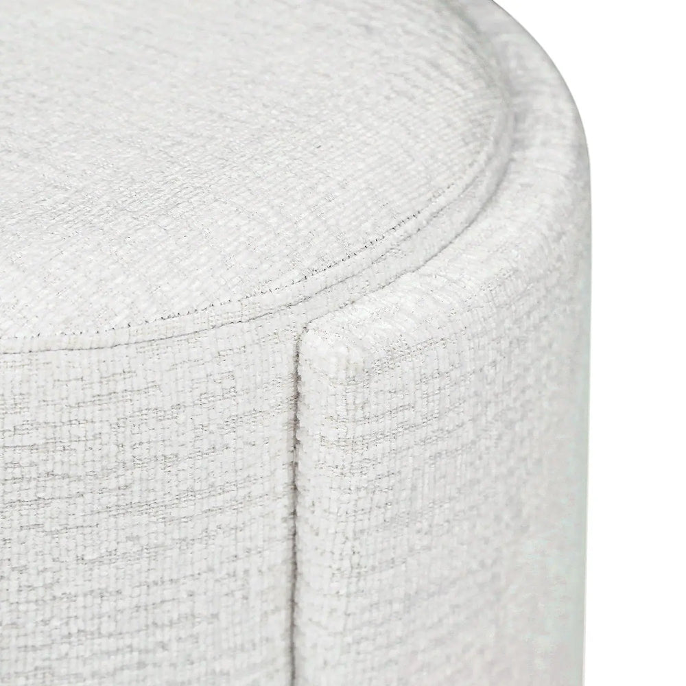 Ivory Chenille Small Round Stool Lina Home