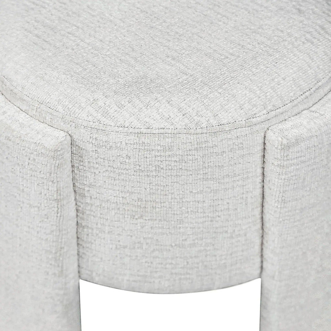 Ivory Chenille Small Round Stool Lina Home