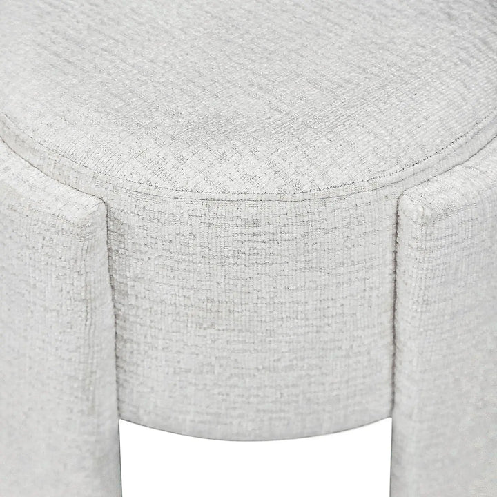 Ivory Chenille Small Round Stool Lina Home