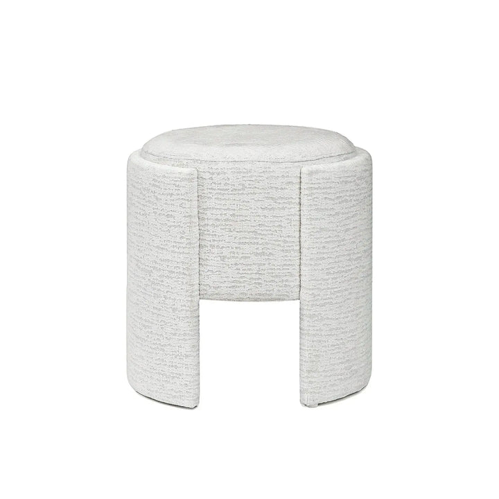 Ivory Chenille Small Round Stool Lina Home