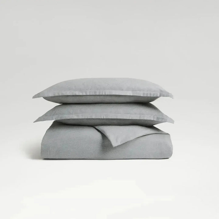 Christy Flannel Marl Single Duvet Set Silver Christy