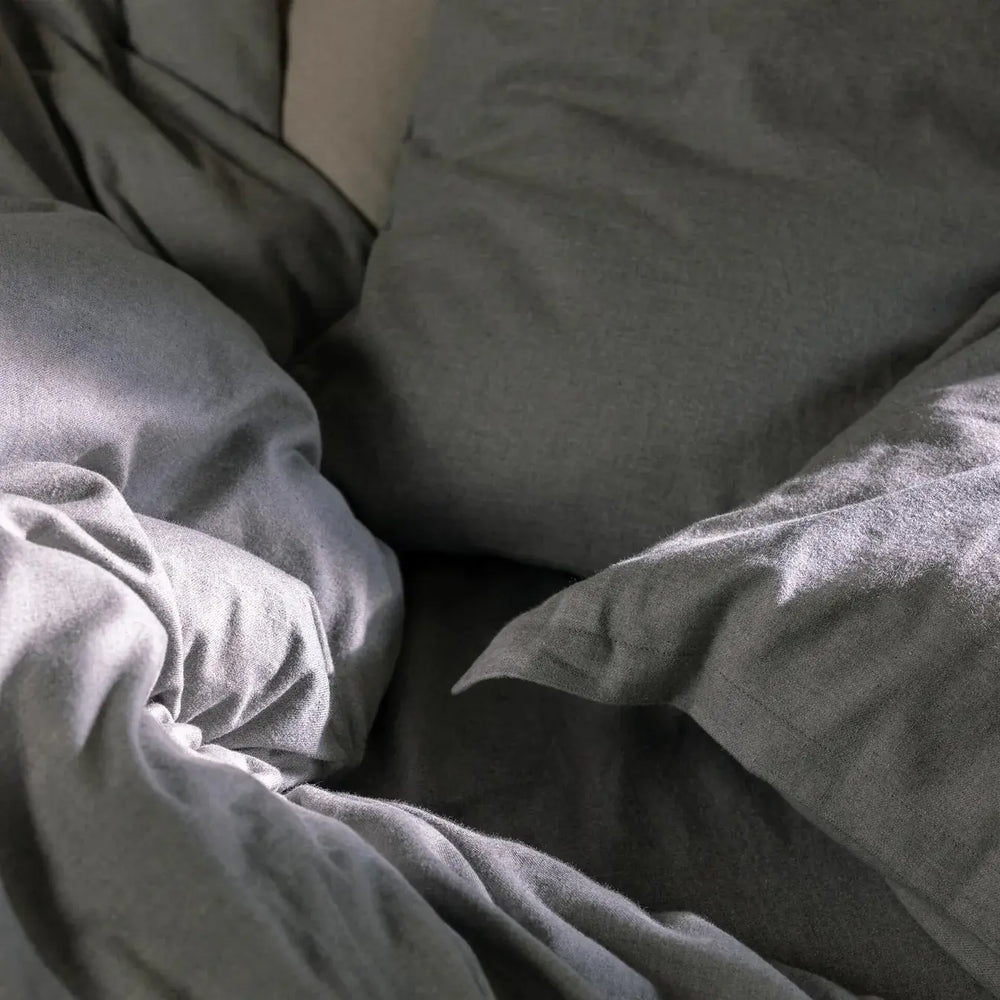 Christy Flannel Marl Single Duvet Set Silver Christy