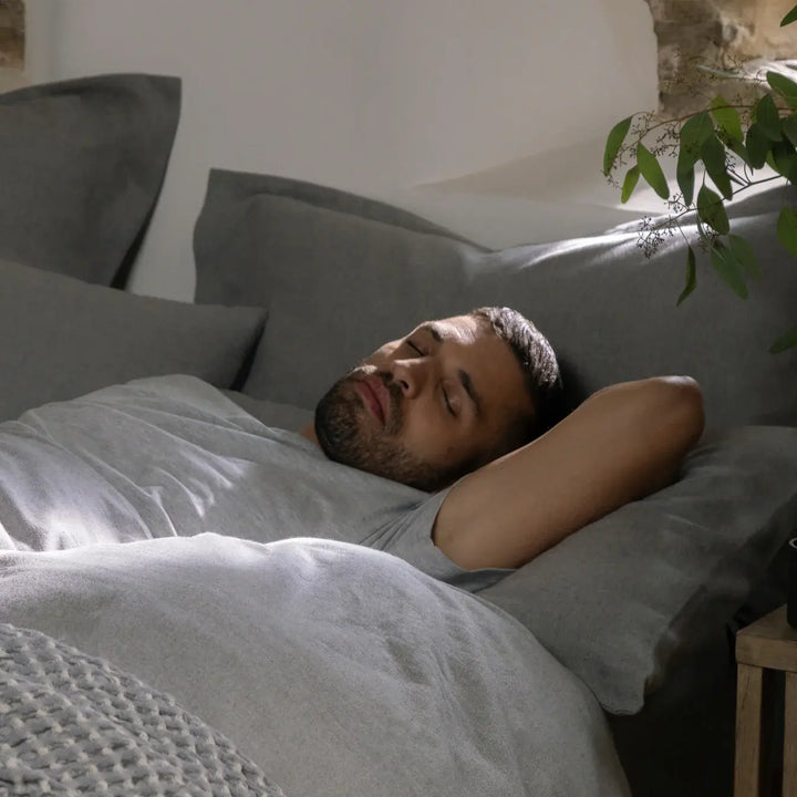 Christy Flannel Marl Single Duvet Set Silver Christy