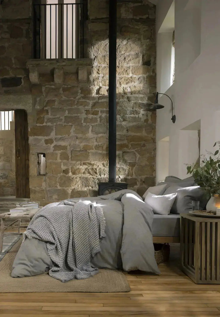 Christy Flannel Marl Standard Pillowcase Pair Silver Christy