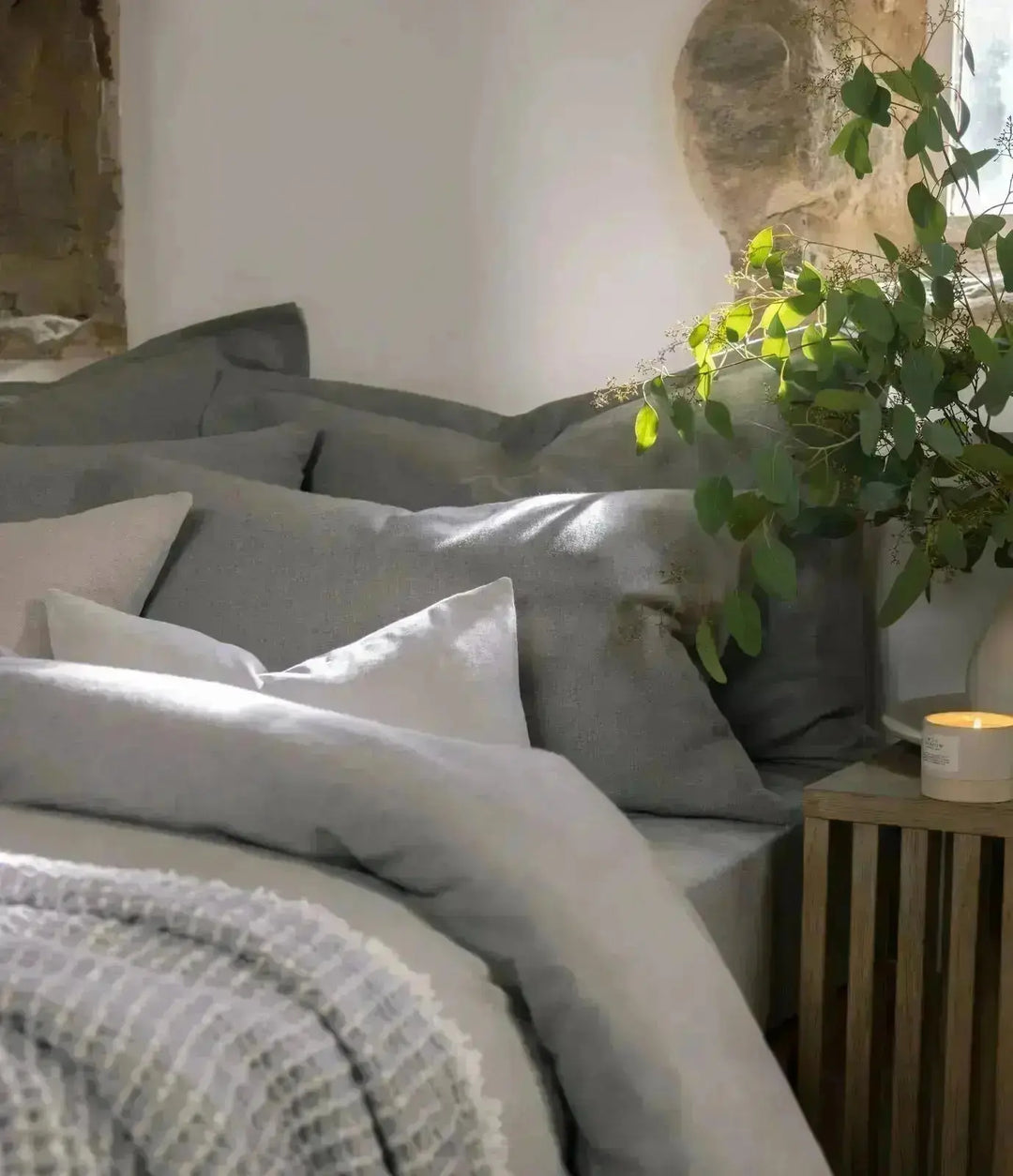 Christy Flannel Marl Standard Pillowcase Pair Silver Christy