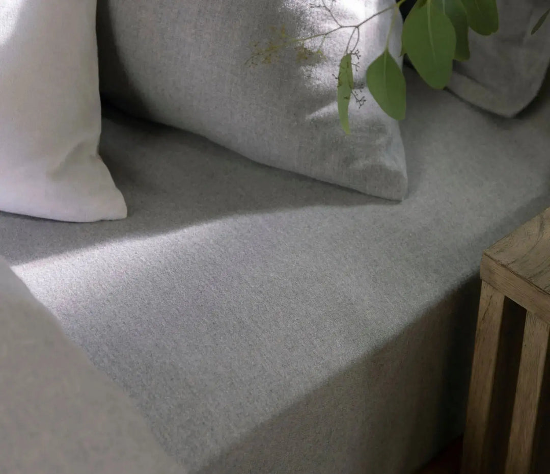 Christy Flannel Marl Standard Pillowcase Pair Silver Christy