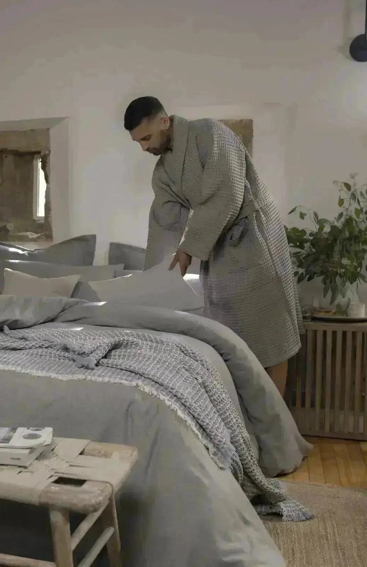 Christy Flannel Marl Standard Pillowcase Pair Silver Christy