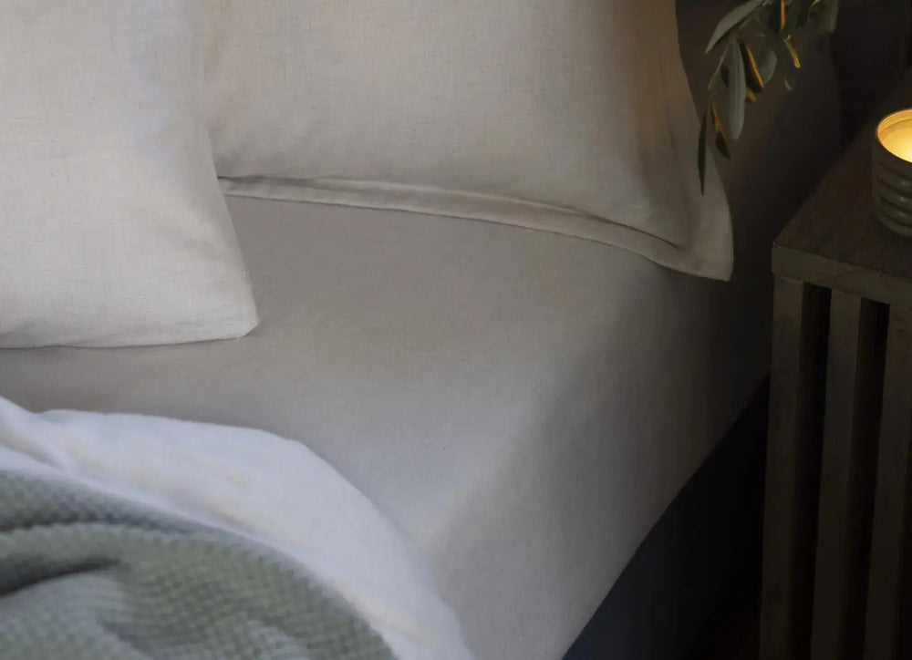 Christy Flannel Marl Super King Duvet Set Oat Christy