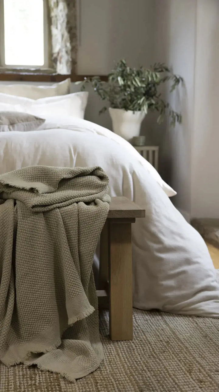 Christy Flannel Marl Super King Duvet Set Oat Christy