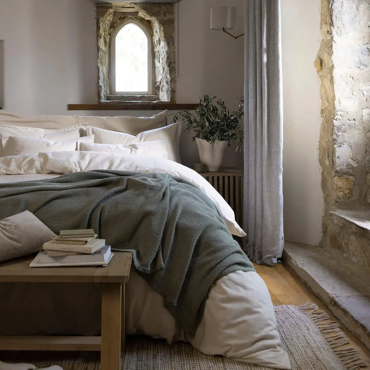 Christy Flannel Marl King Duvet Set Oat Christy