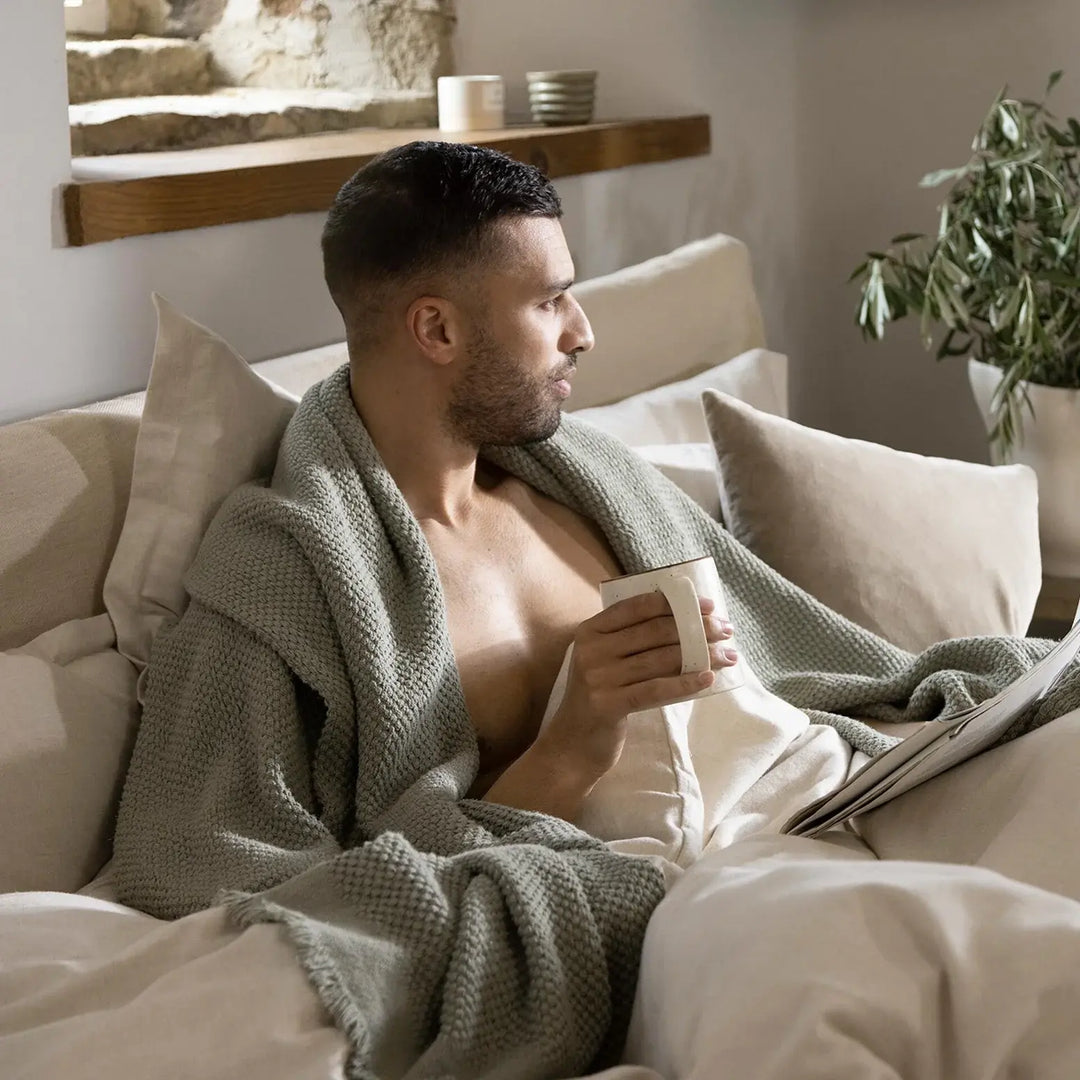 Christy Flannel Marl King Duvet Set Oat Christy